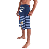 Custom France Football Lavalava Blue Gallic Rooster Mascot