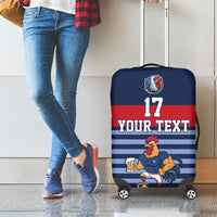 Custom France Football Luggage Cover Blue Gallic Rooster Mascot