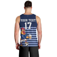 Custom France Football Men Tank Top Blue Gallic Rooster Mascot