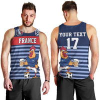 Custom France Football Men Tank Top Blue Gallic Rooster Mascot
