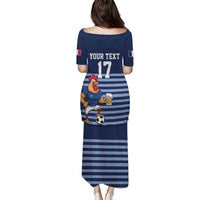 Custom France Football Puletasi Blue Gallic Rooster Mascot