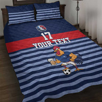 Custom France Football Quilt Bed Set Blue Gallic Rooster Mascot