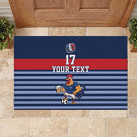 Custom France Football Rubber Doormat Blue Gallic Rooster Mascot