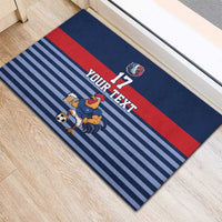 Custom France Football Rubber Doormat Blue Gallic Rooster Mascot