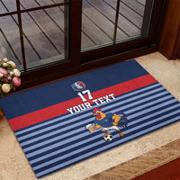 Custom France Football Rubber Doormat Blue Gallic Rooster Mascot