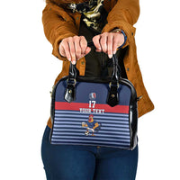 Custom France Football Shoulder Handbag Blue Gallic Rooster Mascot