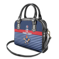 Custom France Football Shoulder Handbag Blue Gallic Rooster Mascot