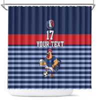Custom France Football Shower Curtain Blue Gallic Rooster Mascot