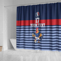 Custom France Football Shower Curtain Blue Gallic Rooster Mascot