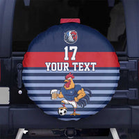 Custom France Football Spare Tire Cover Blue Gallic Rooster Mascot