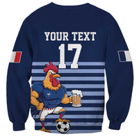 Custom France Football Sweatshirt Blue Gallic Rooster Mascot
