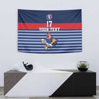 Custom France Football Tapestry Blue Gallic Rooster Mascot