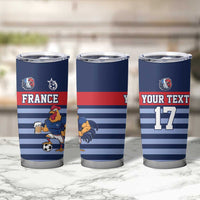 Custom France Football Tumbler Cup Blue Gallic Rooster Mascot