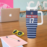 Custom France Football Tumbler With Handle Blue Gallic Rooster Mascot