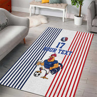 Custom France Football Area Rug White Gallic Rooster Mascot