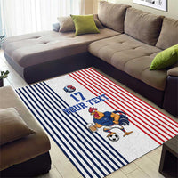Custom France Football Area Rug White Gallic Rooster Mascot