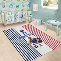Custom France Football Area Rug White Gallic Rooster Mascot