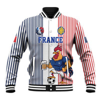 Custom France Football Baseball Jacket White Gallic Rooster Mascot