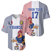 Custom France Football Baseball Jersey White Gallic Rooster Mascot