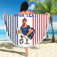 Custom France Football Beach Blanket White Gallic Rooster Mascot
