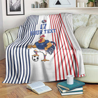 Custom France Football Blanket White Gallic Rooster Mascot