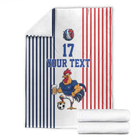 Custom France Football Blanket White Gallic Rooster Mascot