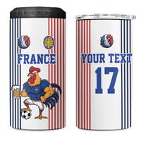 Custom France Football 4 in 1 Can Cooler Tumbler White Gallic Rooster Mascot