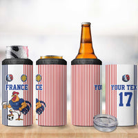 Custom France Football 4 in 1 Can Cooler Tumbler White Gallic Rooster Mascot