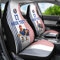 Custom France Football Car Seat Cover White Gallic Rooster Mascot