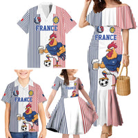 Custom France Football Family Matching Mermaid Dress and Hawaiian Shirt White Gallic Rooster Mascot