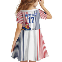 Custom France Football Family Matching Off Shoulder Maxi Dress and Hawaiian Shirt White Gallic Rooster Mascot