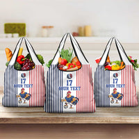 Custom France Football Grocery Bag White Gallic Rooster Mascot