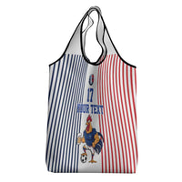 Custom France Football Grocery Bag White Gallic Rooster Mascot