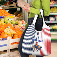 Custom France Football Grocery Bag White Gallic Rooster Mascot