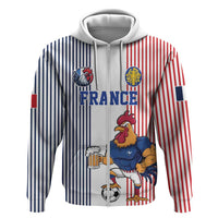 Custom France Football Hoodie White Gallic Rooster Mascot