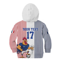 Custom France Football Kid Hoodie White Gallic Rooster Mascot