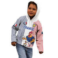 Custom France Football Kid Hoodie White Gallic Rooster Mascot