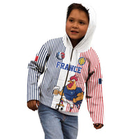 Custom France Football Kid Hoodie White Gallic Rooster Mascot