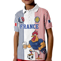 Custom France Football Kid Polo Shirt White Gallic Rooster Mascot