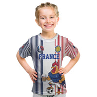 Custom France Football Kid T Shirt White Gallic Rooster Mascot