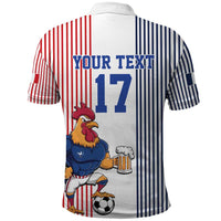 Custom France Football Polo Shirt White Gallic Rooster Mascot