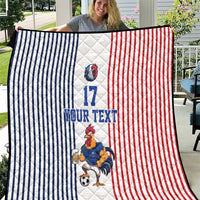 Custom France Football Quilt White Gallic Rooster Mascot