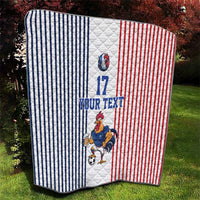 Custom France Football Quilt White Gallic Rooster Mascot