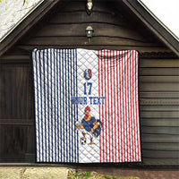 Custom France Football Quilt White Gallic Rooster Mascot