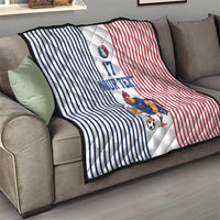 Custom France Football Quilt White Gallic Rooster Mascot