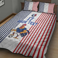 Custom France Football Quilt Bed Set White Gallic Rooster Mascot