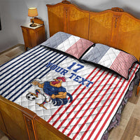 Custom France Football Quilt Bed Set White Gallic Rooster Mascot