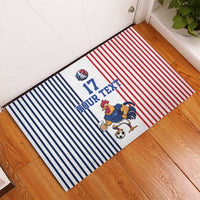 Custom France Football Rubber Doormat White Gallic Rooster Mascot