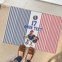 Custom France Football Rubber Doormat White Gallic Rooster Mascot