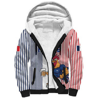 Custom France Football Sherpa Hoodie White Gallic Rooster Mascot